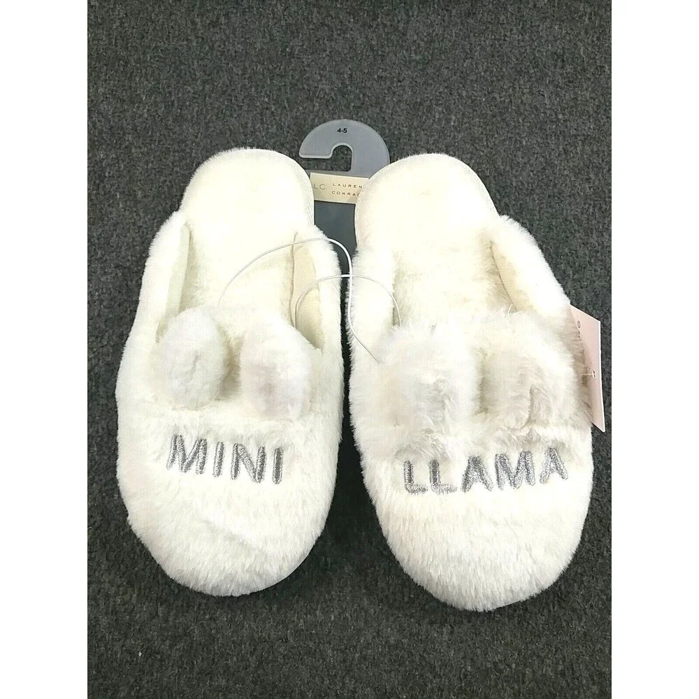 Lauren Conrad Kids 7/8 Mini Llama Scuff Slippers Indoor/Outdoor Memory foam